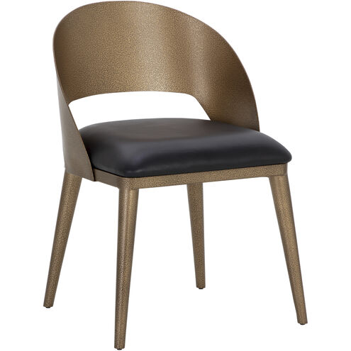 Dezirae Antique Brass / Charcoal Black Leather Dining Chair
